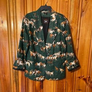 1980’s Women’s Blazer emerald green/ horses